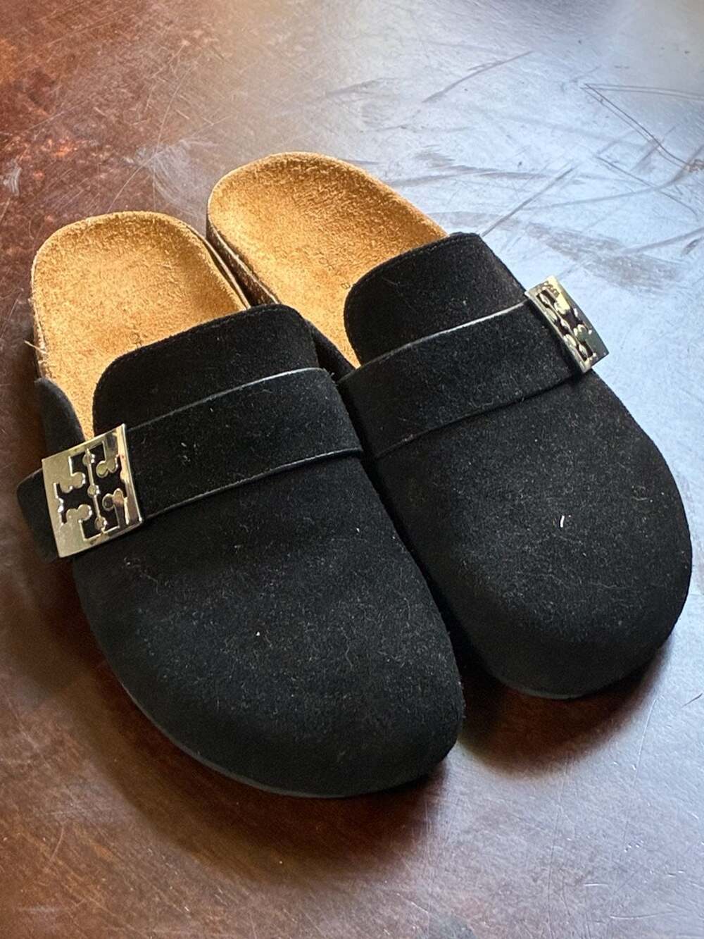 Tory Burch Mellow Black Suede Mules - Picture 1 of 4